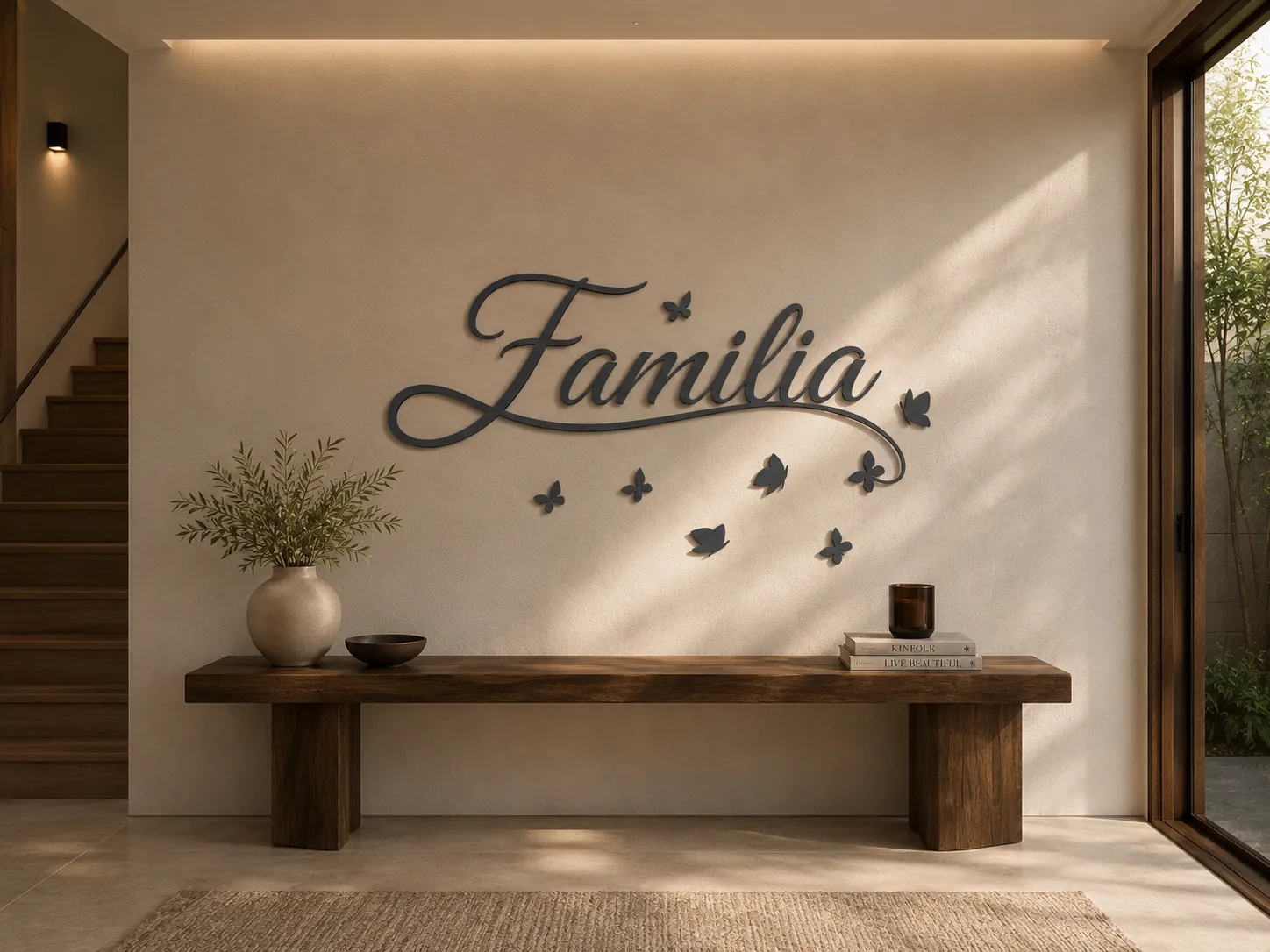 Rótulo decorativo Familia en metal