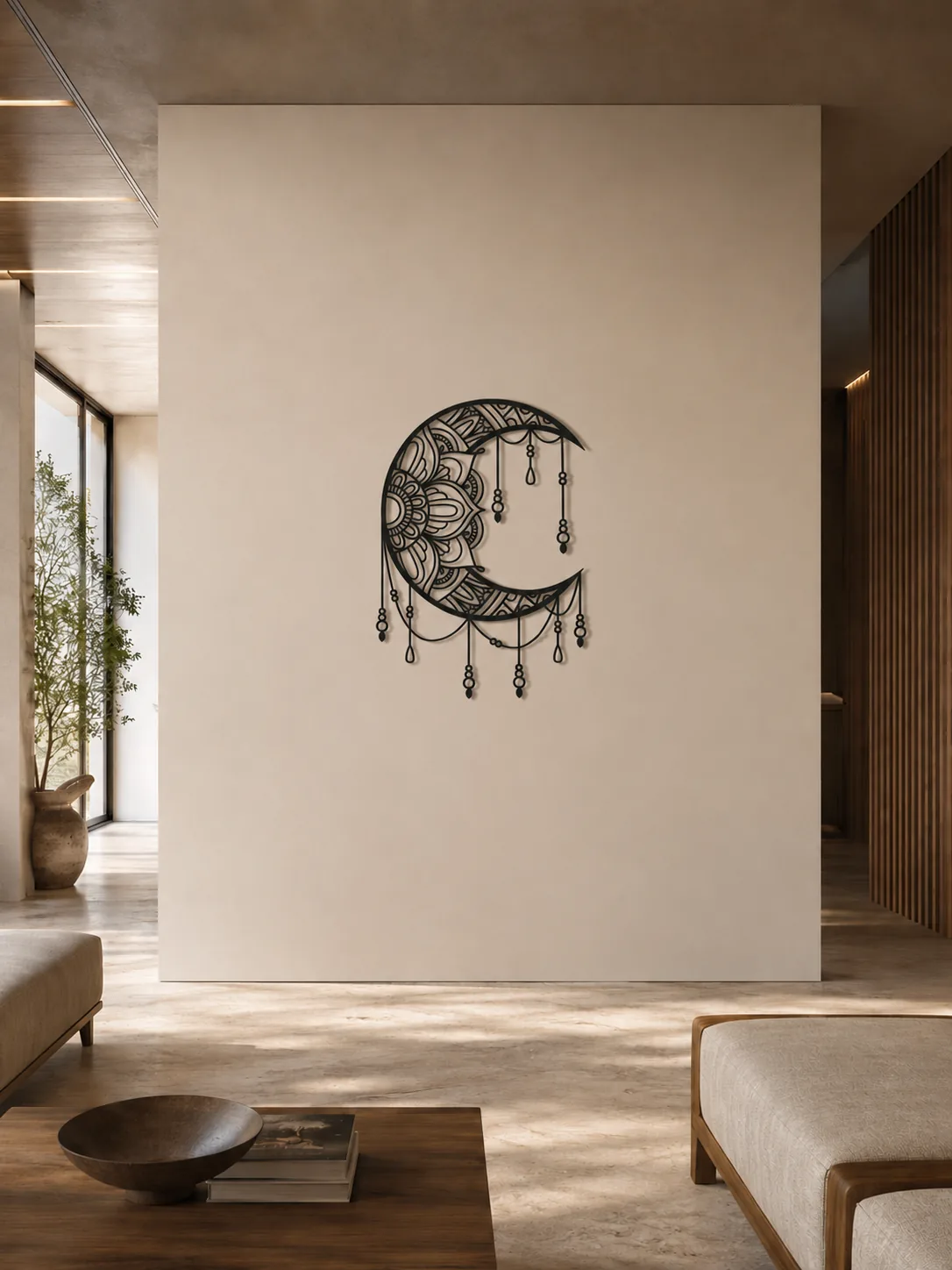 Decoración mural de luna en metal